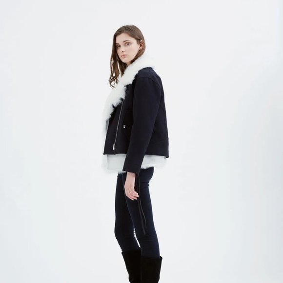🌟NEW IRO 2-in-1 Jacket w/ 100% Lamb Shearling Vest. Black on black - Picture 4 of 15